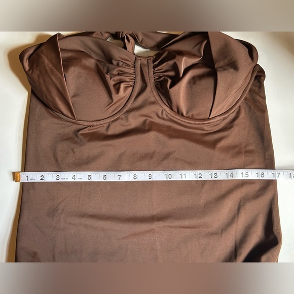 Lands’s End chocolate brown one piece halter bathing suit size 16, NWOT - Picture 6 of 7